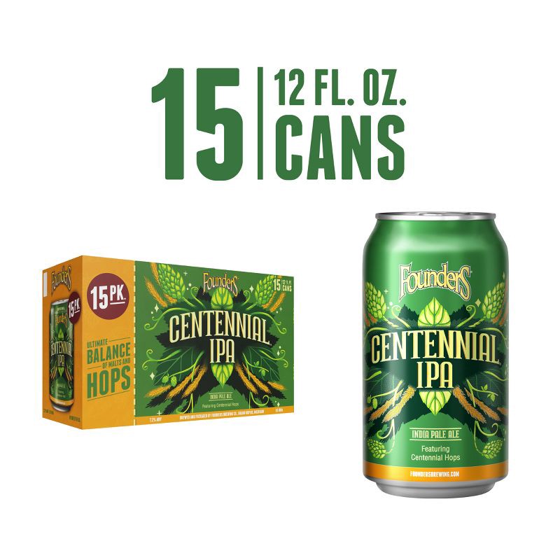 slide 2 of 8, Founders Brewing Co. Founders Centennial IPA Beer - 15pk/12 fl oz Cans, 15 ct; 12 fl oz