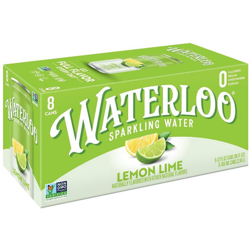 slide 1 of 9, Waterloo Sparkling Water Waterloo Lemon-Lime Sparkling Water - 8pk/12 fl oz Cans, 8 ct; 12 fl oz