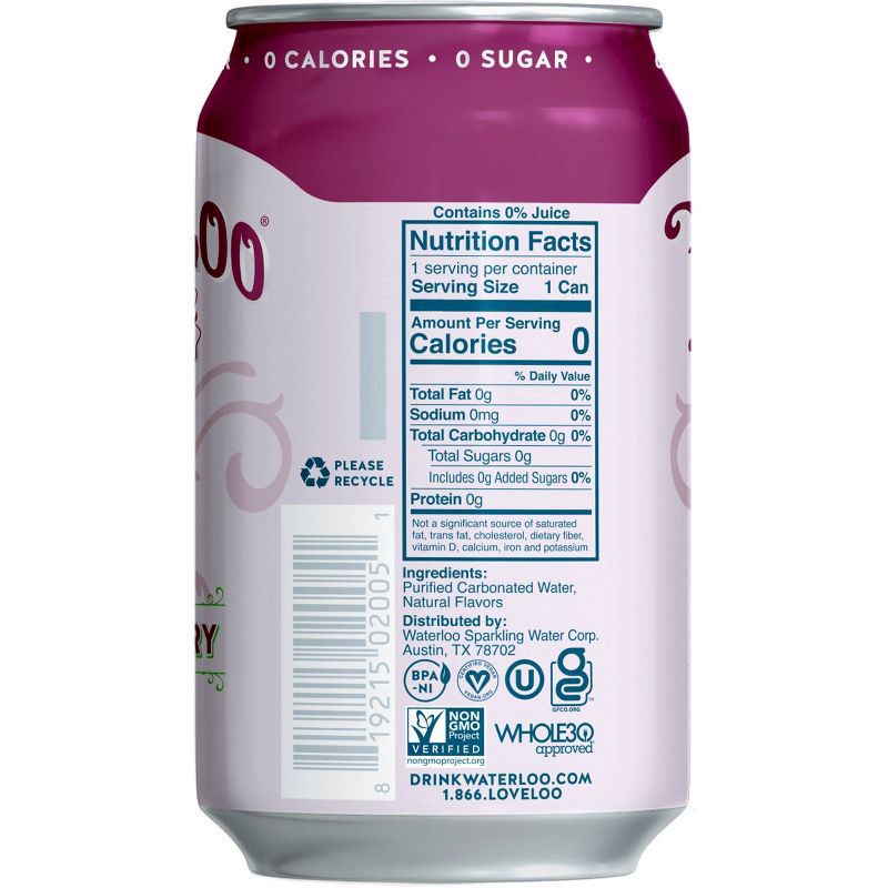 slide 3 of 4, Waterloo Sparkling Water Waterloo Black Cherry Sparkling Water - 8pk/12 fl oz Cans, 8 ct; 12 fl oz