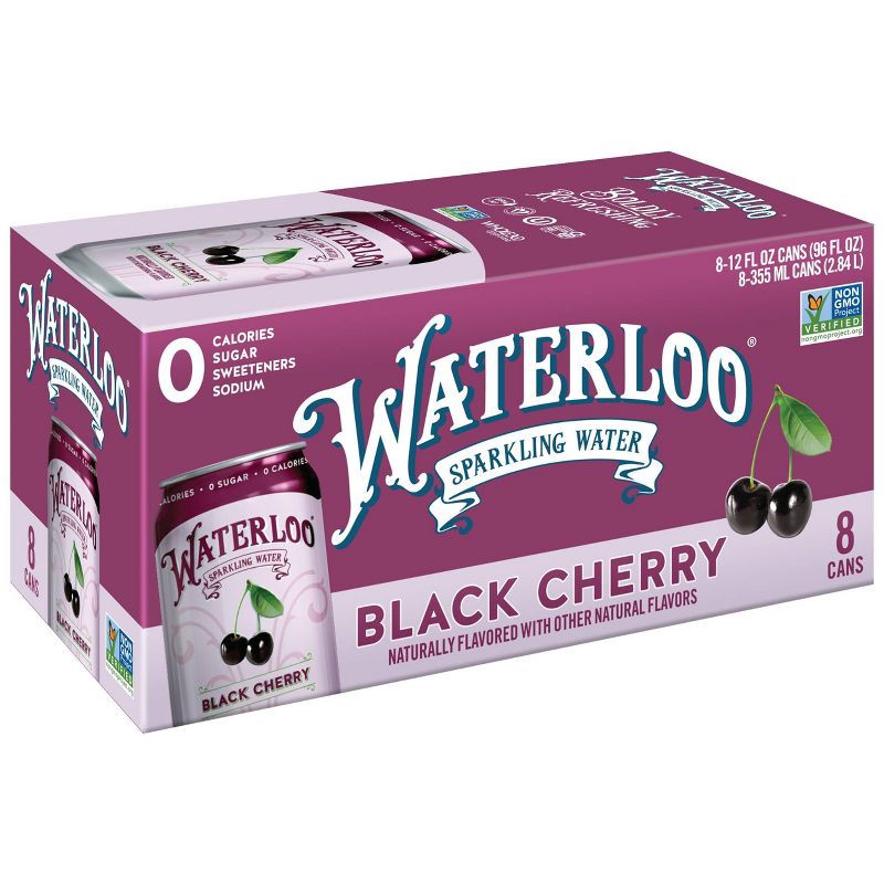 slide 1 of 4, Waterloo Sparkling Water Waterloo Black Cherry Sparkling Water - 8pk/12 fl oz Cans, 8 ct; 12 fl oz