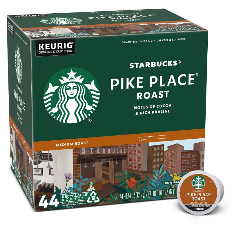 slide 1 of 6, Starbucks Keurig Pike Place Roast Medium Roast Coffee Pods - 44 K-Cups, 1 ct