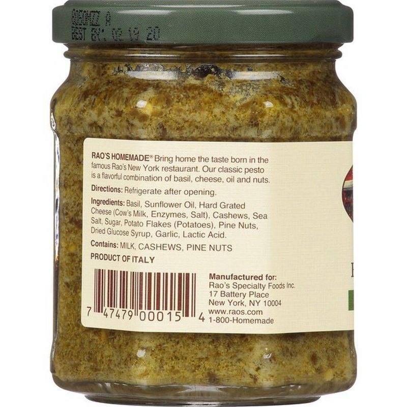 slide 3 of 5, Rao's Homemade Basil Pesto Sauce Premium Quality Flavorful Pasta Sauce and Spread - 6.7 oz, 6.7 oz