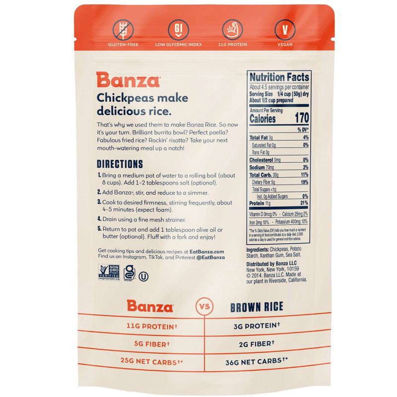 slide 7 of 8, Banza Chickpea Rice - 8oz, 8 oz