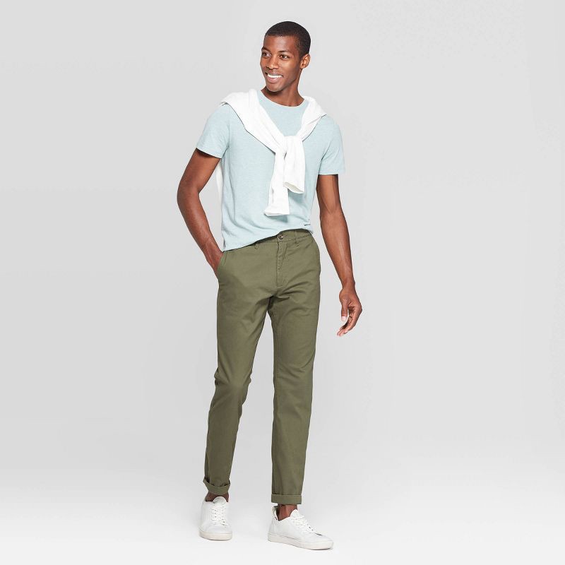 slide 3 of 3, Men's Every Wear Slim Fit Chino Pants - Goodfellow & Co™ Paris Green 32x32, 1 ct