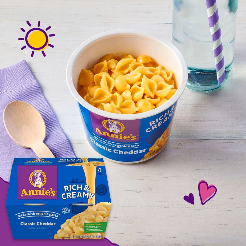slide 3 of 6, Annie's Deluxe Rich & Creamy Classic Cheddar Mac and Cheese Microwavable Cups - 10.4oz/4pk, 4 ct; 10.4 oz