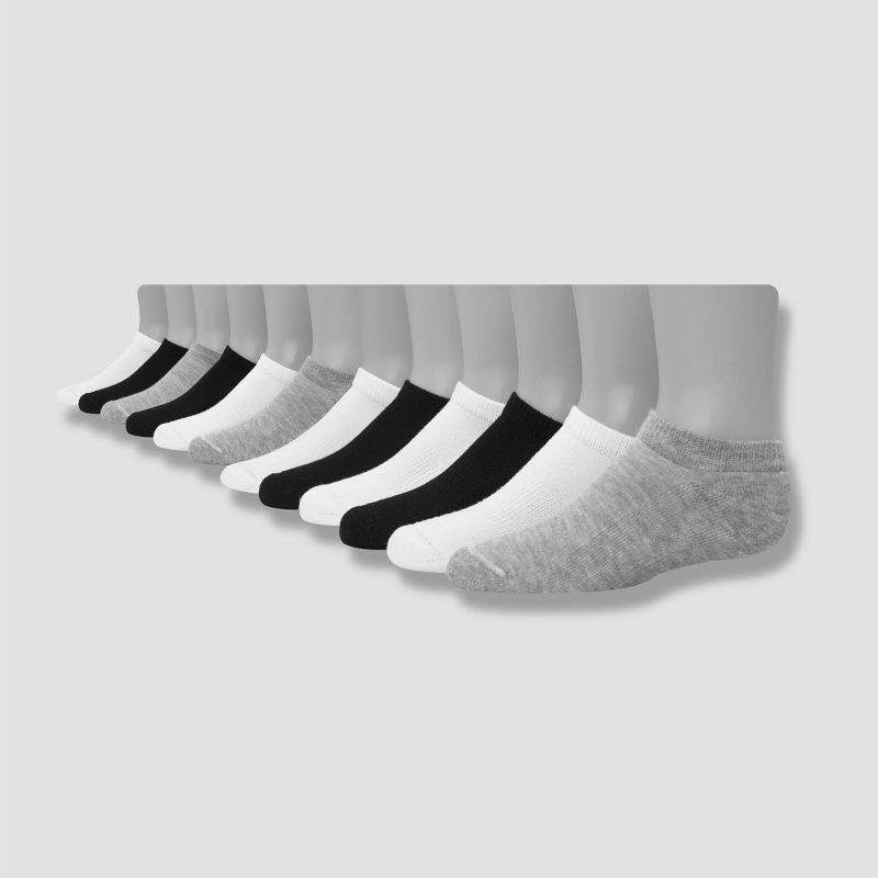 slide 2 of 4, Hanes Premium Hanes Boys' X-Temp No Show Athletic Socks - Colors May Vary L: Moisture Wicking, Knit, Flat Seams, 10 Pack, 10 ct