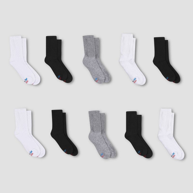 slide 1 of 4, Hanes Premium Hanes Boys' X-Temp 10pk Athletic Crew Socks - Color May Vary L, 10 ct