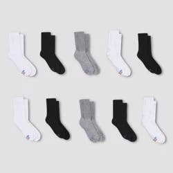 Hanes Premium Hanes Boys' X-Temp 10pk Athletic Crew Socks - Color May Vary M: Moisture Wicking, Midweight, Knit Fabric