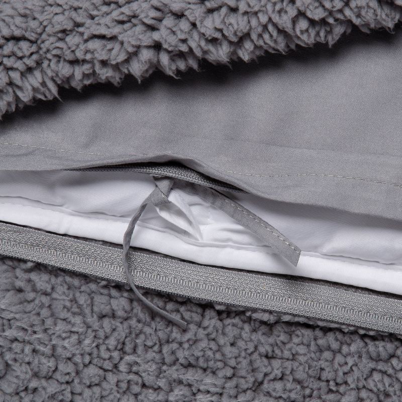 50"x70" 12lbs Sherpa Weighted Blanket with Removable Cover Gray Room