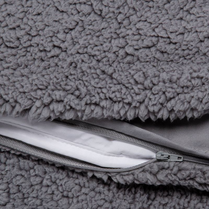 50"x70" 12lbs Sherpa Weighted Blanket with Removable Cover Gray Room