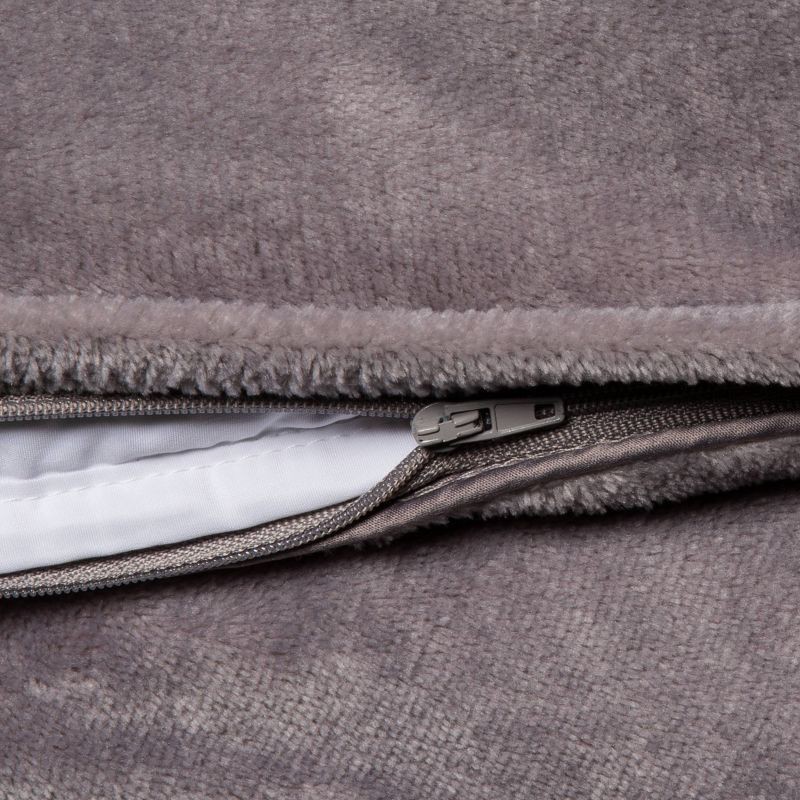 slide 3 of 4, 55"x80" 15lbs Micro Plush Weighted Blanket with Removable Cover Gray - Threshold™: Glass Beads, Piping Trim, OEKO-TEX Certified, 15 lb