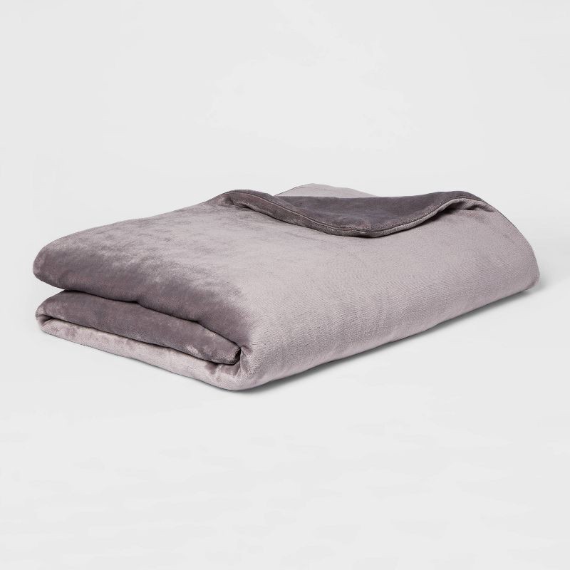 slide 1 of 4, 55"x80" 15lbs Micro Plush Weighted Blanket with Removable Cover Gray - Threshold™, 15 lb