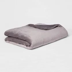 55"x80" 15lbs Micro Plush Weighted Blanket with Removable Cover Gray - Threshold™: Glass Beads, Piping Trim, OEKO-TEX Certified