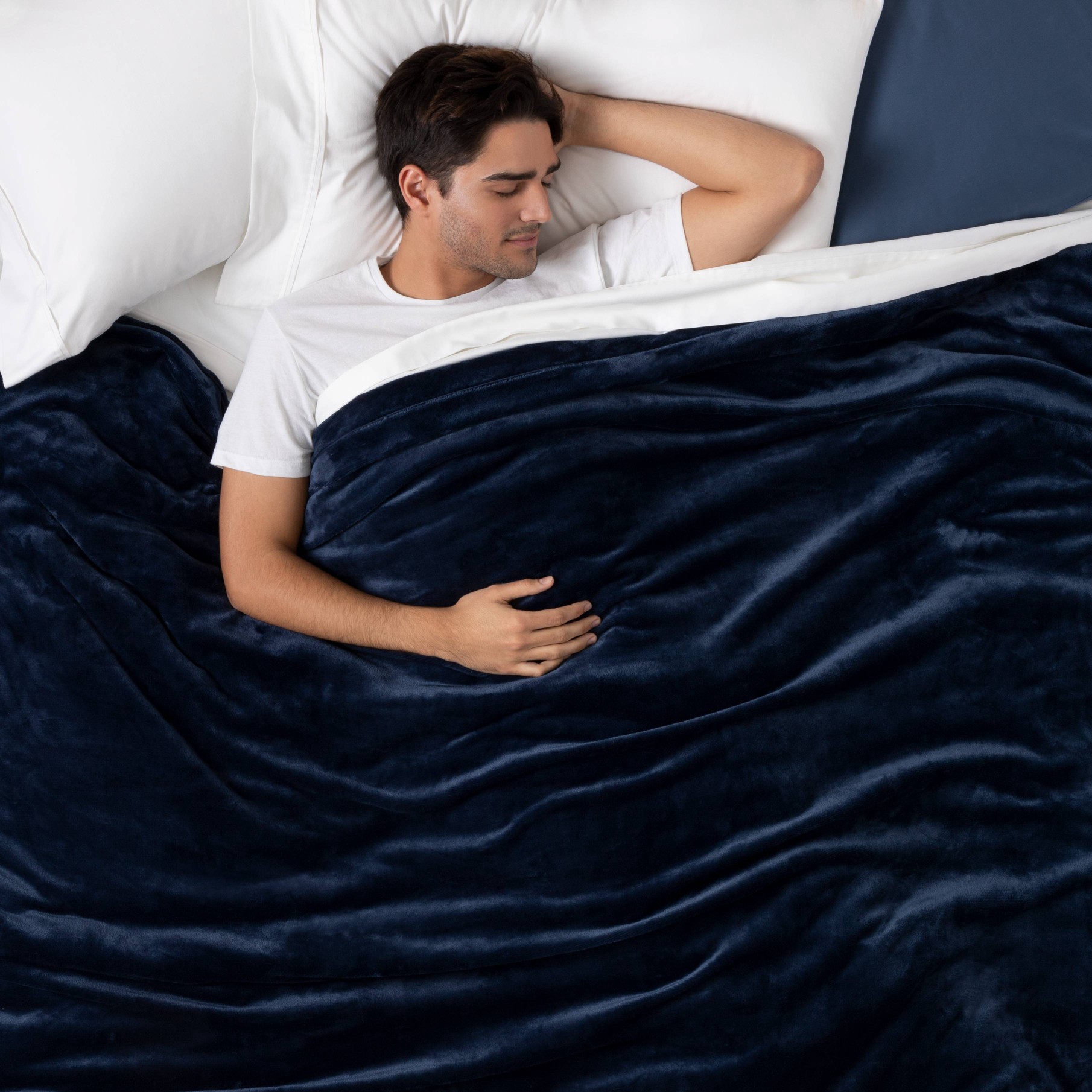 55"x80" 15lbs Micro Plush Weighted Blanket with Removable Cover Navy