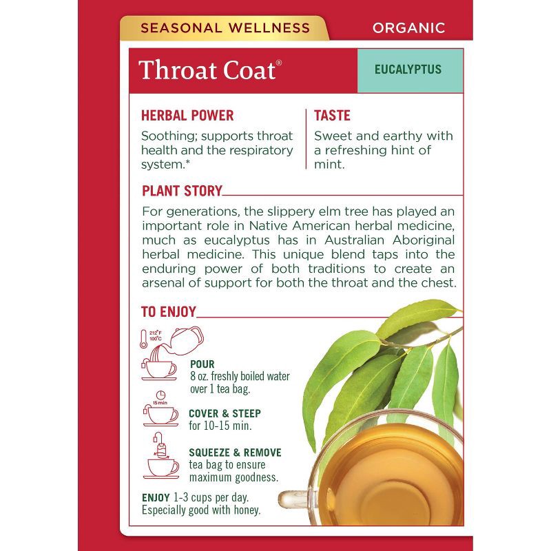 slide 2 of 6, Traditional Medicinals Traditional Medicinal Organic Throat Coat Eucalyptus Herbal Tea - 16ct, 16 ct