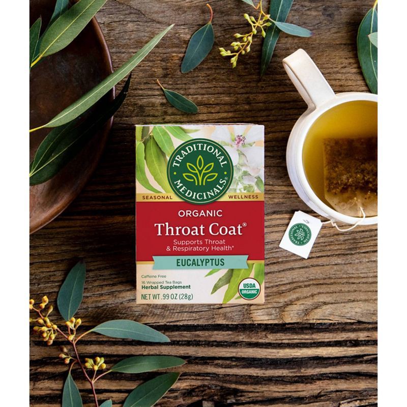 slide 4 of 6, Traditional Medicinals Traditional Medicinal Organic Throat Coat Eucalyptus Herbal Tea - 16ct, 16 ct