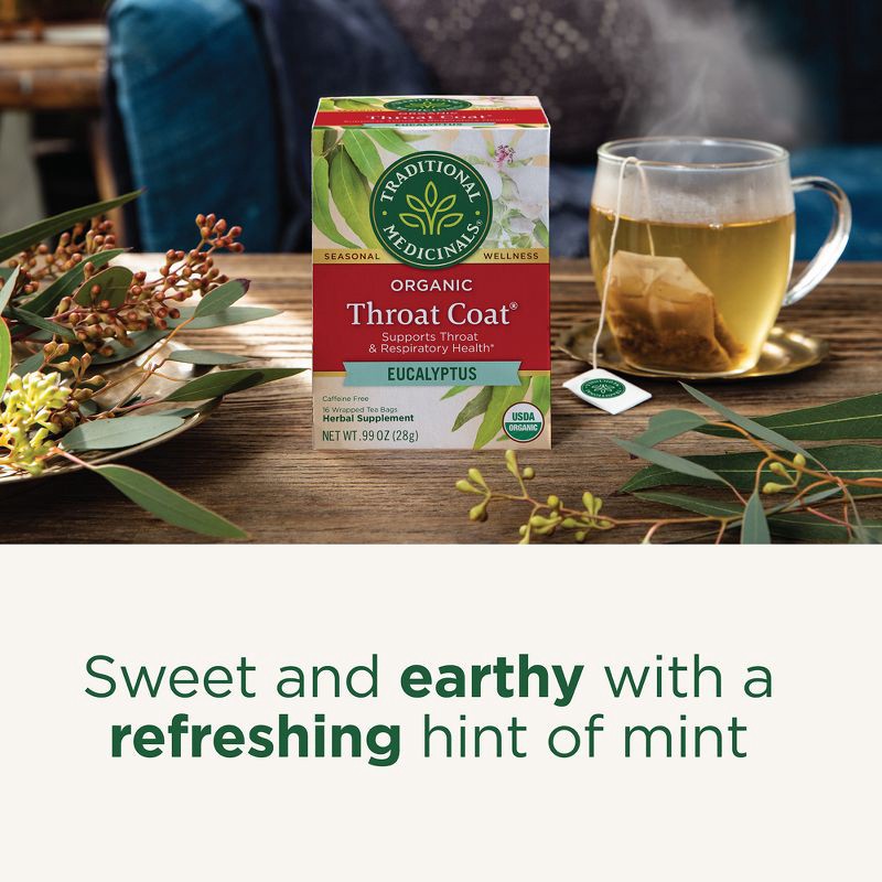 slide 7 of 13, Traditional Medicinals Traditional Medicinal Organic Throat Coat Eucalyptus Herbal Tea - 16ct, 16 ct