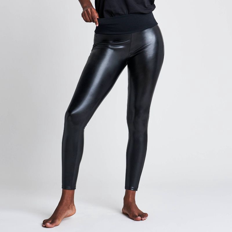 ASSETS by SPANX Women's All Over Faux Leather Leggings - Black S