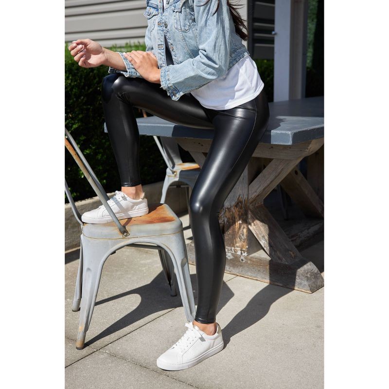 slide 3 of 7, ASSETS by SPANX Women's All Over Faux Leather Leggings - Black 1X, 1 ct