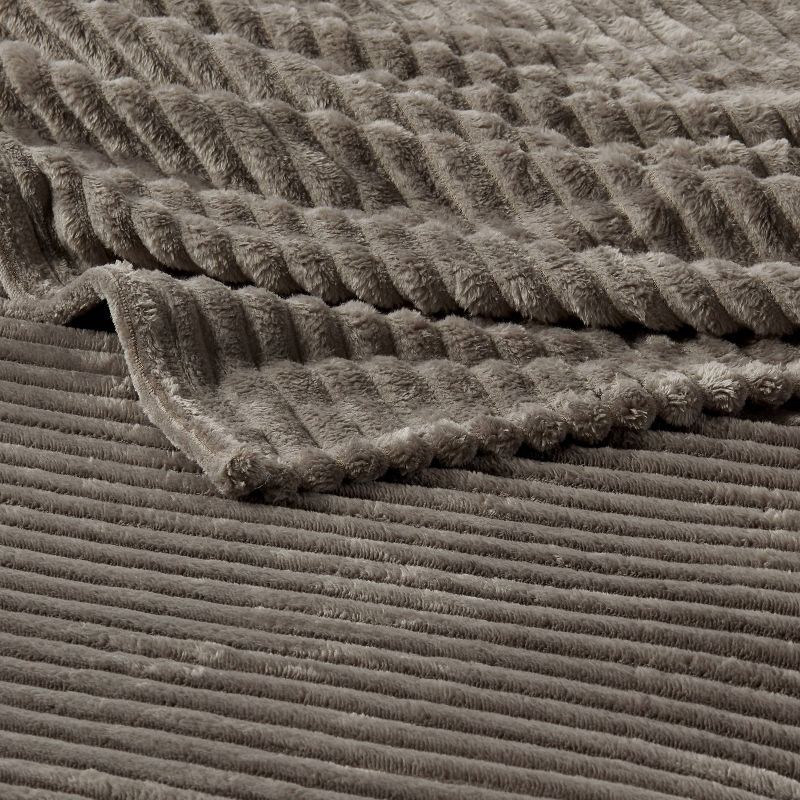 slide 3 of 3, Full/Queen Ribbed Plush Bed Blanket Gray - Room Essentials™, 1 ct