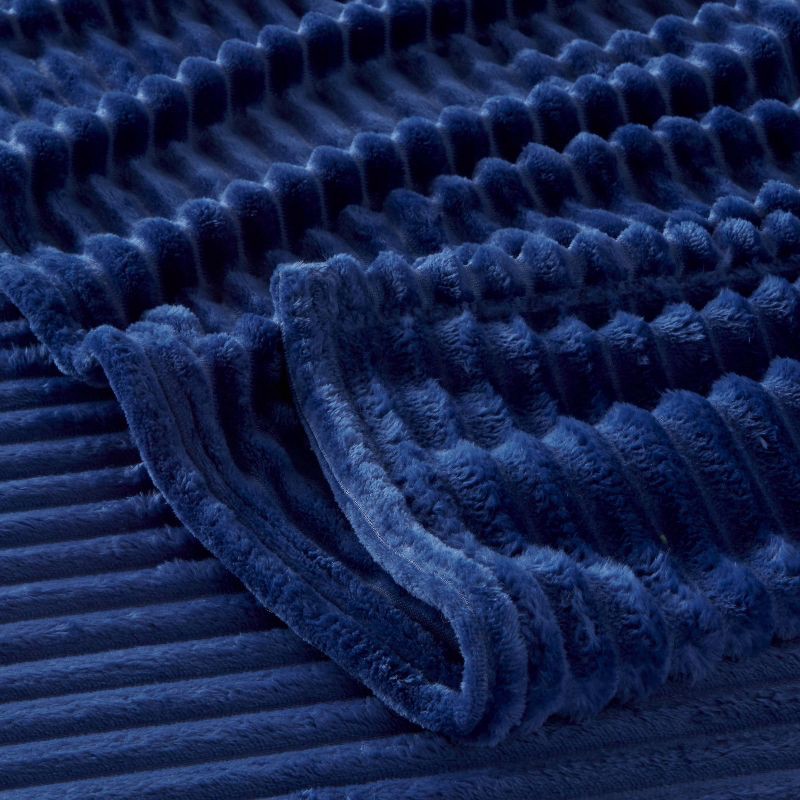 slide 2 of 3, Full/Queen Ribbed Plush Bed Blanket Blue - Room Essentials™, 1 ct