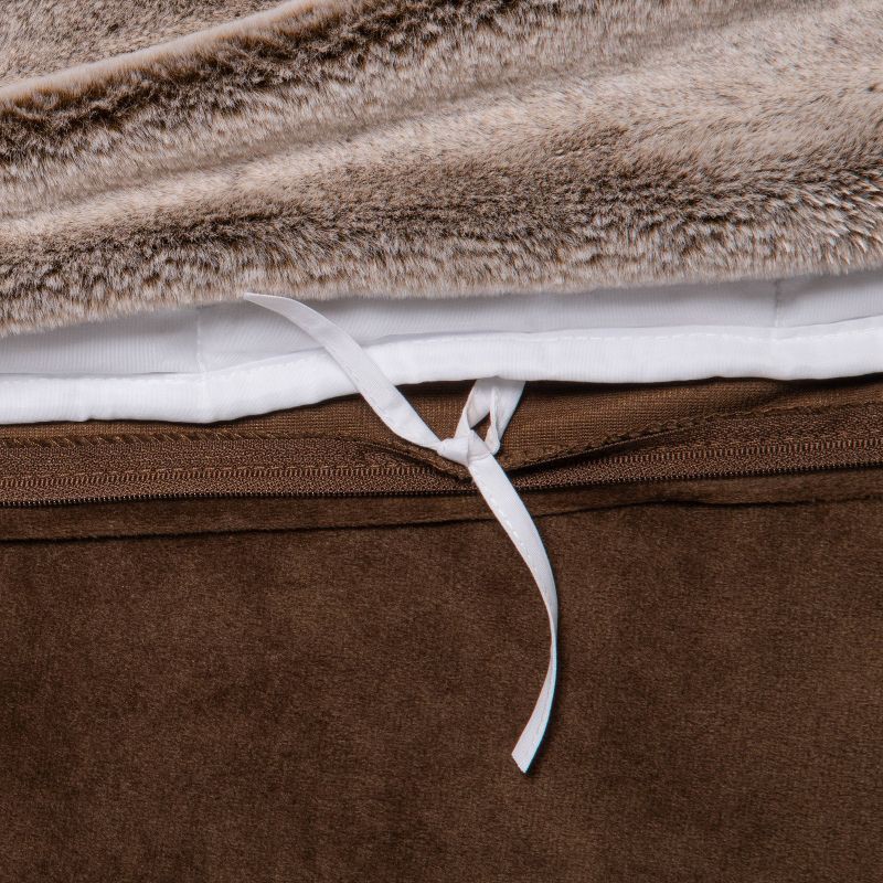 slide 2 of 4, 55" x 80" 15lbs Faux Fur Weighted Blanket with Removable Cover Brown - Threshold™: Glass Bead Fill, Machine Washable, 15 lb