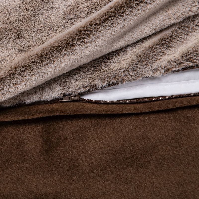 slide 3 of 4, 55" x 80" 15lbs Faux Fur Weighted Blanket with Removable Cover Brown - Threshold™: Glass Bead Fill, Machine Washable, 15 lb