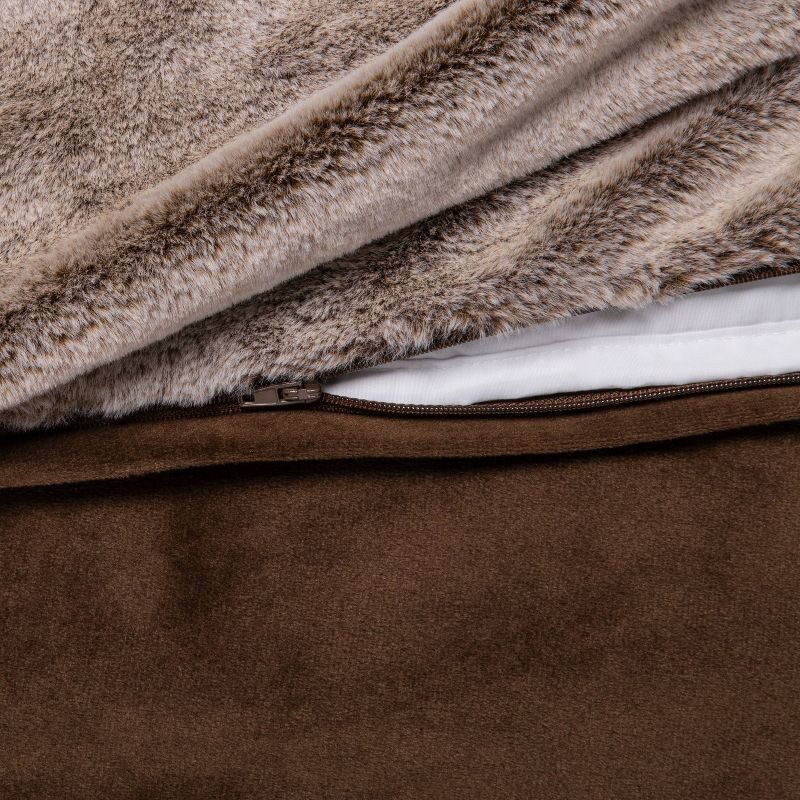 slide 3 of 4, 55" x 80" 15lbs Faux Fur Weighted Blanket with Removable Cover Brown - Threshold™, 15 lb
