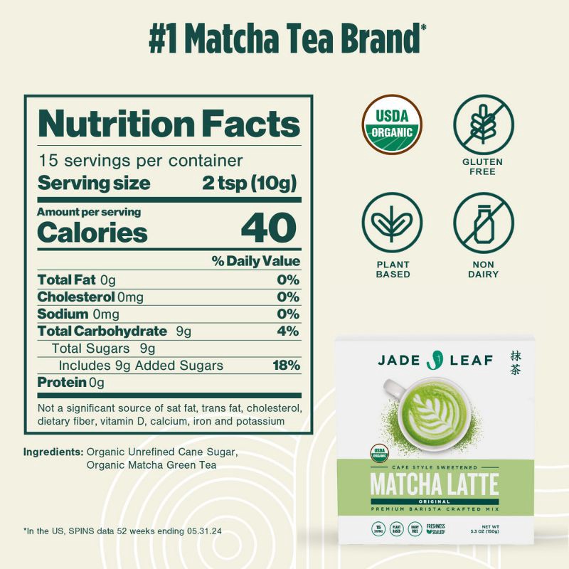 slide 3 of 6, Jade Leaf Matcha Jade Leaf Organic Japanese Matcha Latte Mix - 5.3oz, 5.3 oz