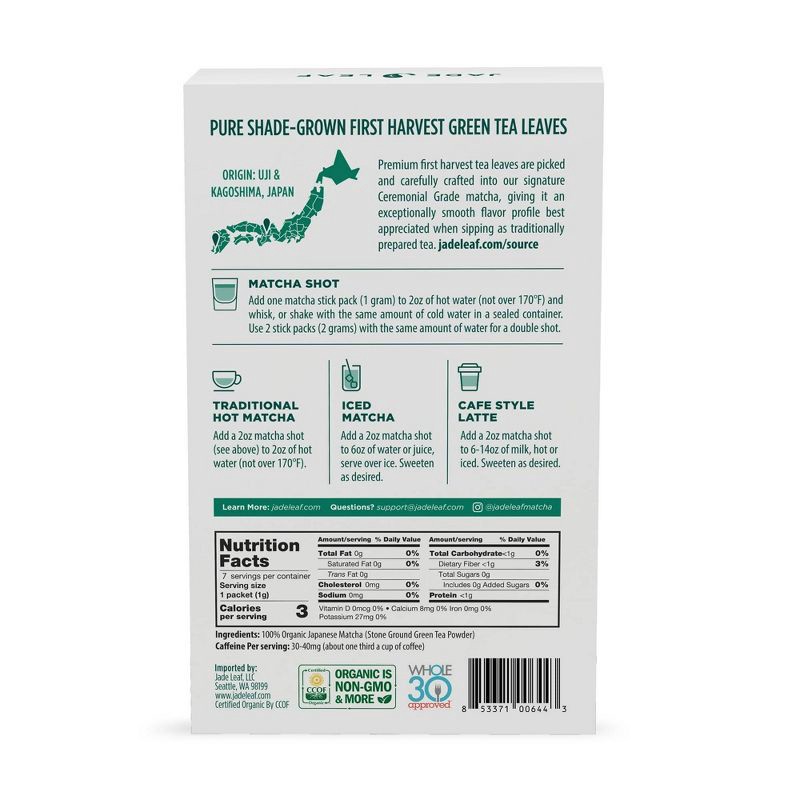 slide 2 of 5, Jade Leaf Matcha Jade Leaf Organic Ceremonial Grade Matcha Green Tea Powder Packets - 10ct, 10 ct