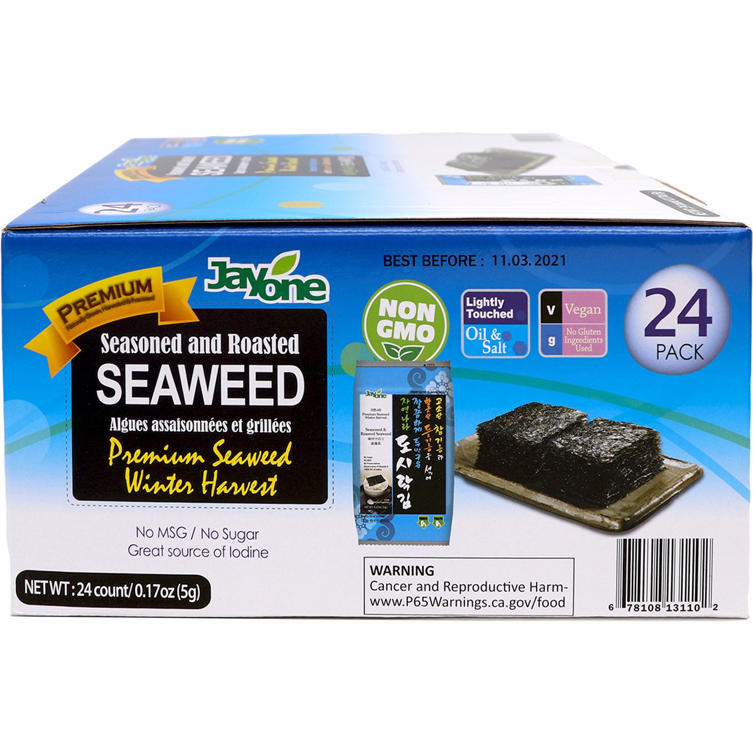 slide 1 of 1, Jayone Roasted Seaweed Snack 24pk, 0.18 oz
