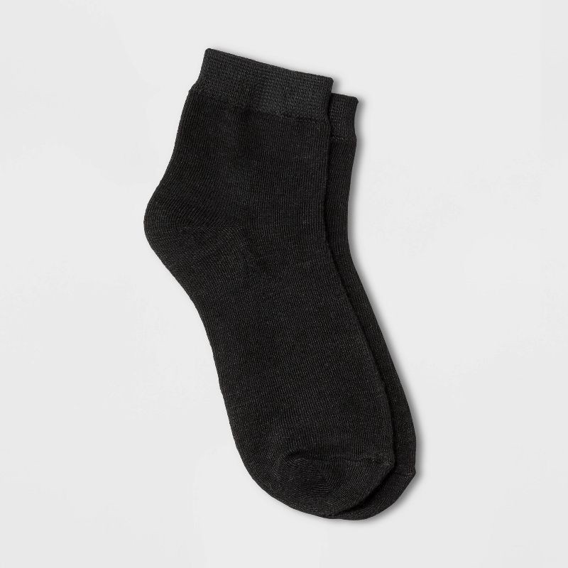 slide 1 of 2, Women's Ankle Socks - Black 4-10: Recycled Polyester, Spandex, Midweight Knit, Tagless, Machine Wash, Tumble Dry, 1 ct