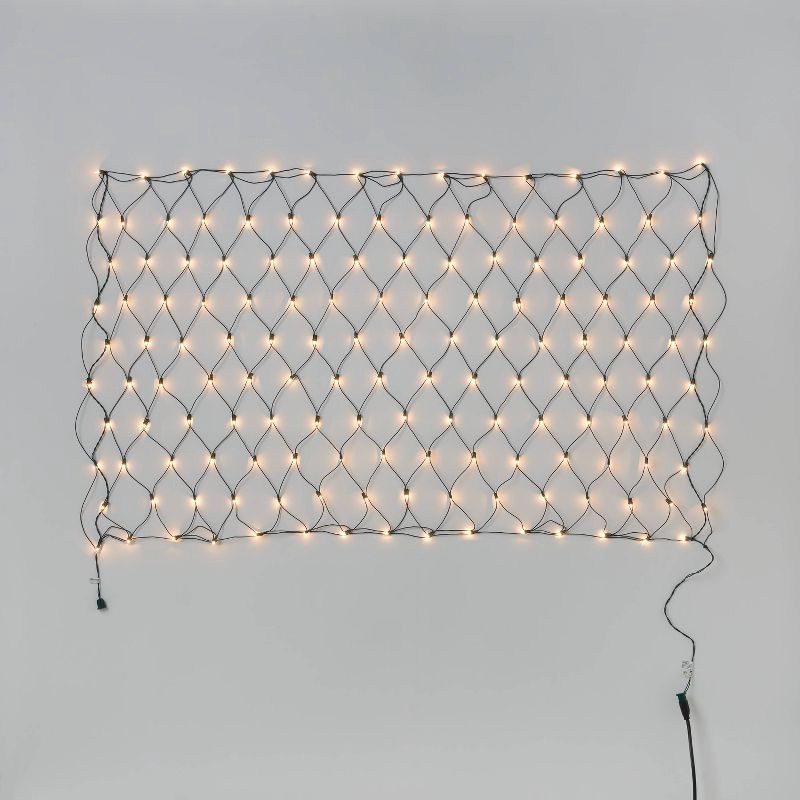 slide 1 of 5, 150ct 4'x6' Incandescent Mini Christmas Net Lights Clear with Green Wire - Wondershop™, 150 ct