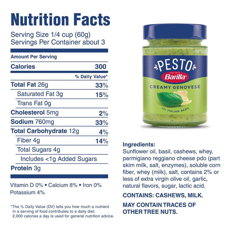 slide 6 of 8, Barilla Classic Genovese Pesto Sauce - 6.2oz, 6.2 oz