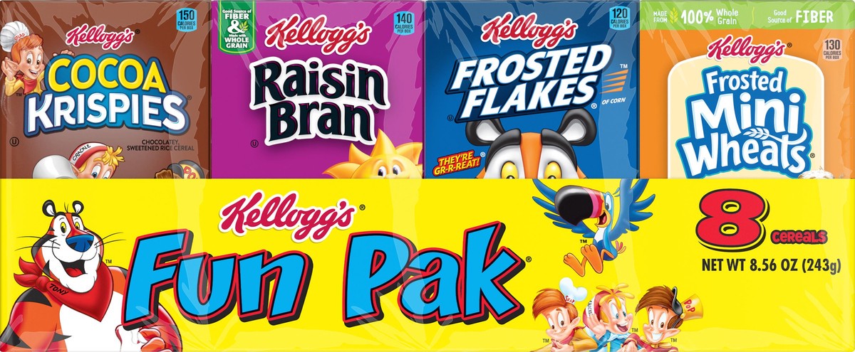 slide 2 of 7, Kellogg's Breakfast Cereal, Kids Cereal, Family Breakfast, Variety Pack, 8.56oz Tray, 8 Boxes, 8.56 oz