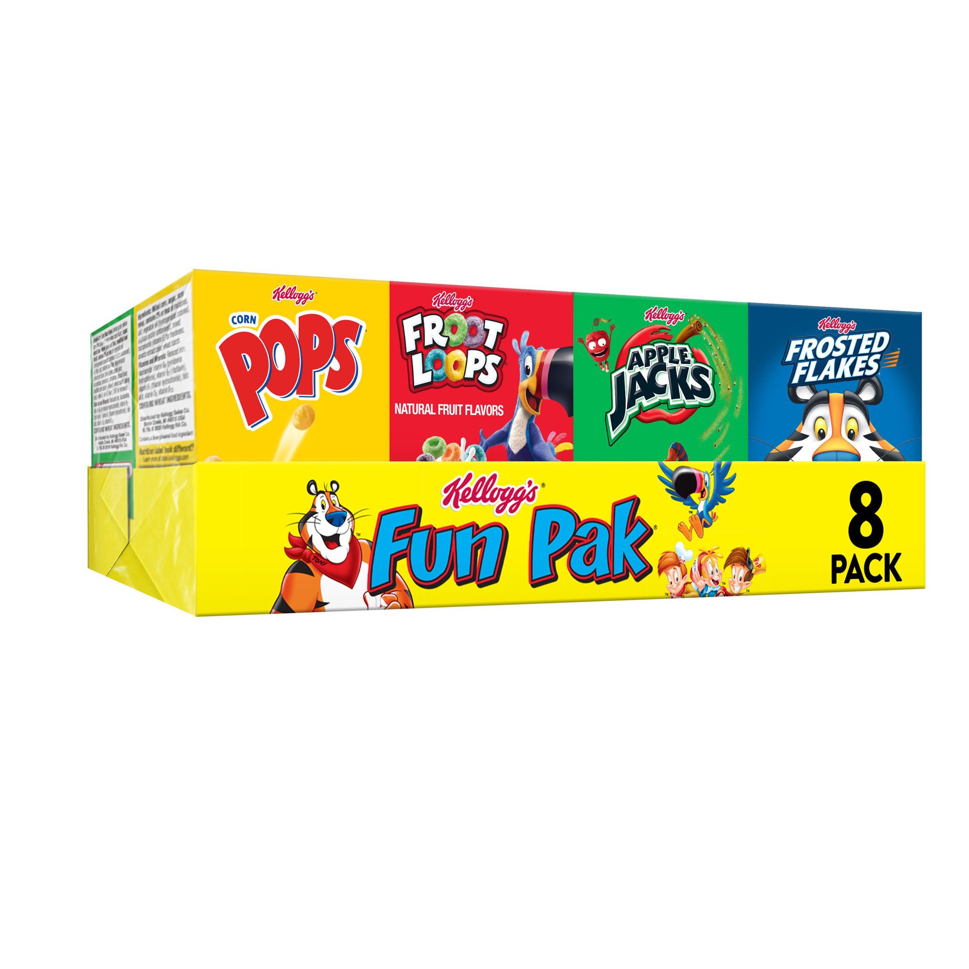 slide 1 of 7, Kellogg's Breakfast Cereal, Kids Cereal, Family Breakfast, Variety Pack, 8.56oz Tray, 8 Boxes, 8.56 oz