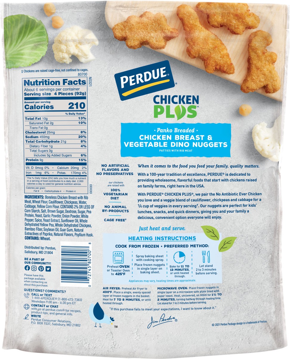 slide 3 of 3, Perdue Chicken Plus Panko Breaded Chicken Breast & Vegetable Dino Nuggets 22 oz, 22 oz