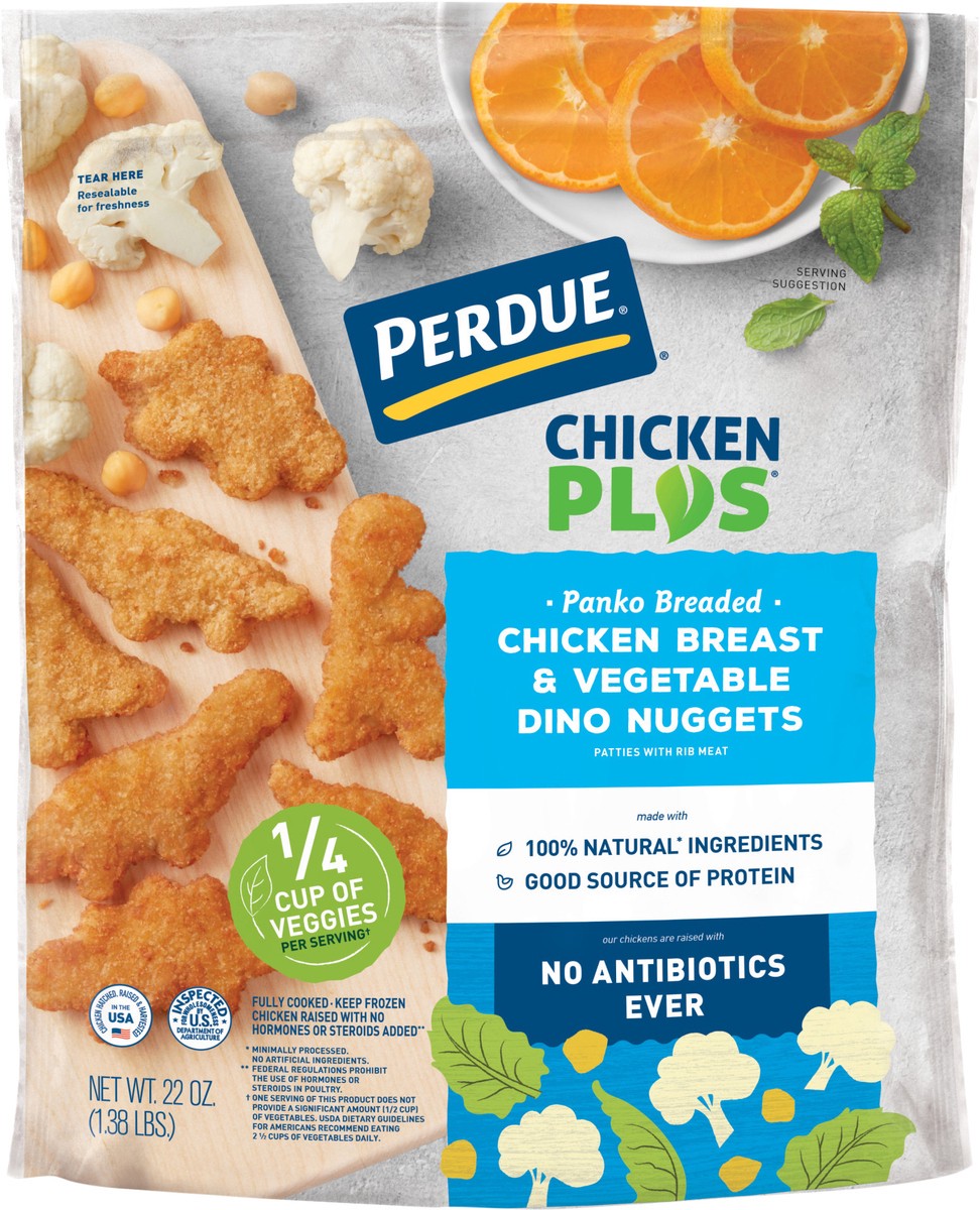 slide 2 of 3, Perdue Chicken Plus Panko Breaded Chicken Breast & Vegetable Dino Nuggets 22 oz, 22 oz