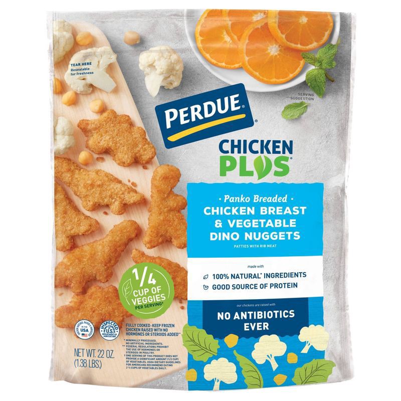 slide 1 of 3, Perdue Chicken Plus Panko Breaded Chicken Breast & Vegetable Dino Nuggets 22 oz, 22 oz