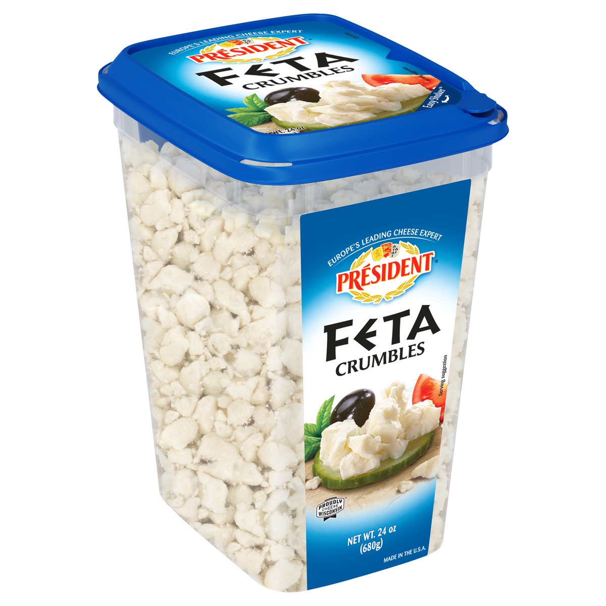 slide 2 of 9, Président President Feta Crumbled Shaker, 24 oz