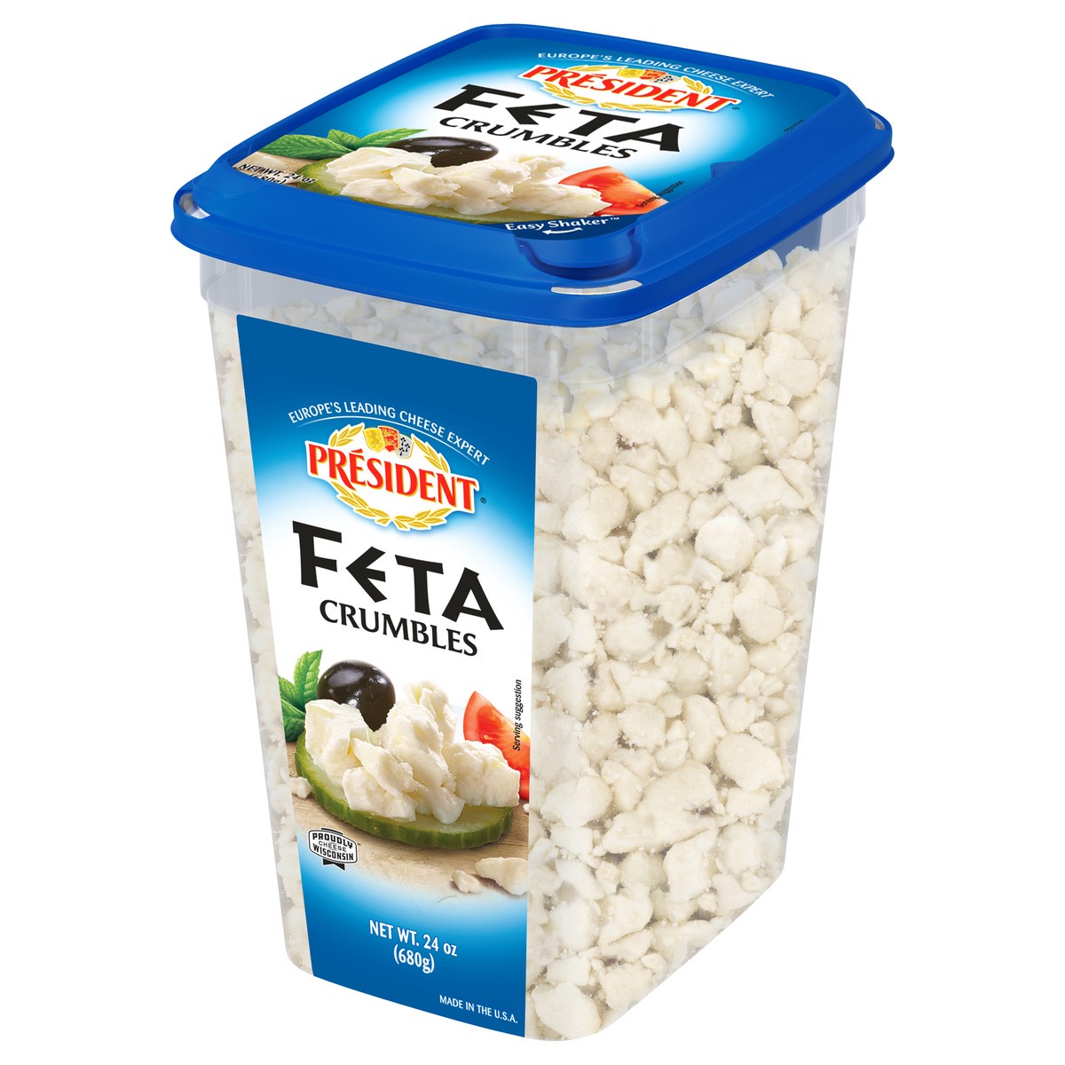 slide 3 of 9, Président President Feta Crumbled Shaker, 24 oz