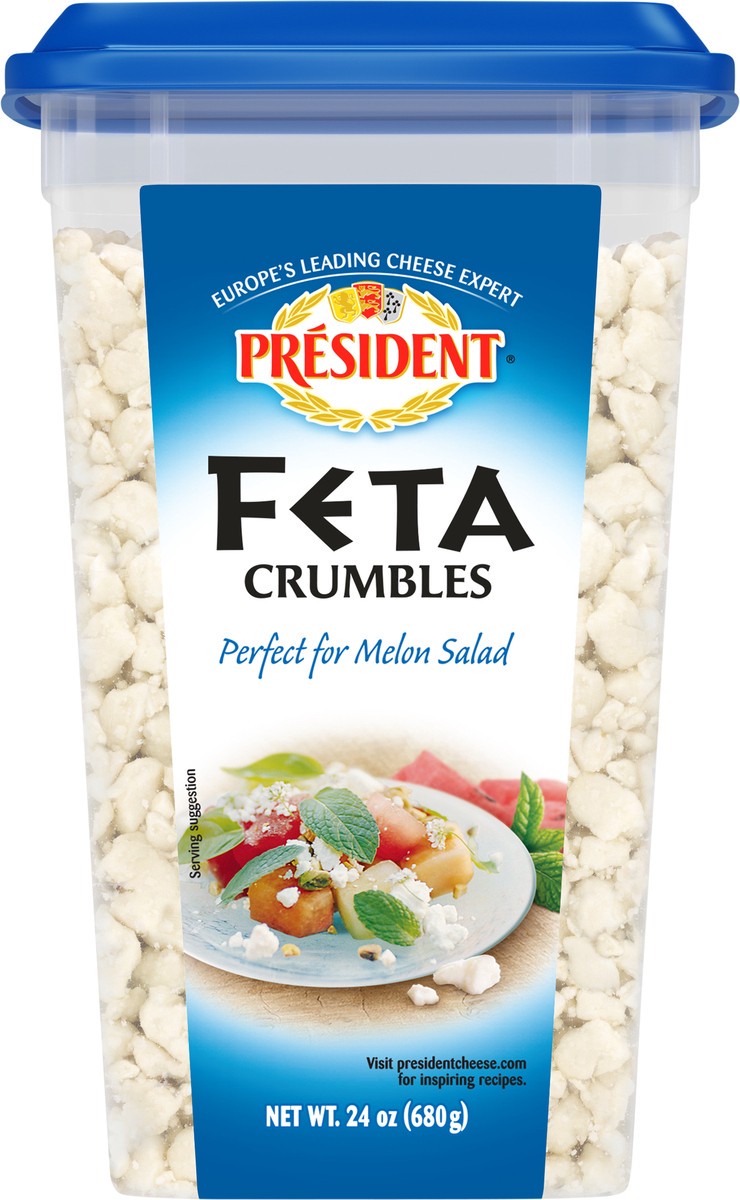 slide 5 of 9, Président President Feta Crumbled Shaker, 24 oz