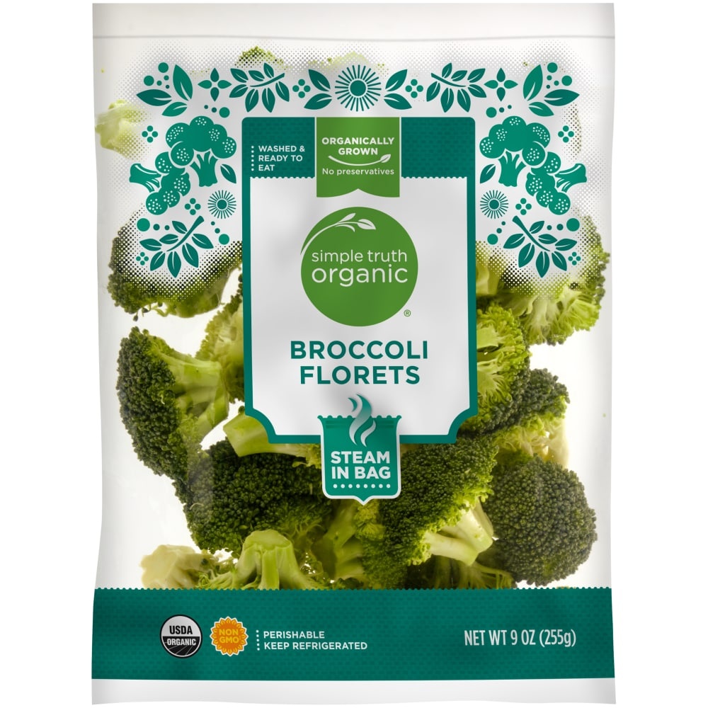 slide 1 of 1, Simple Truth Organic Broccoli Florets, 9 oz