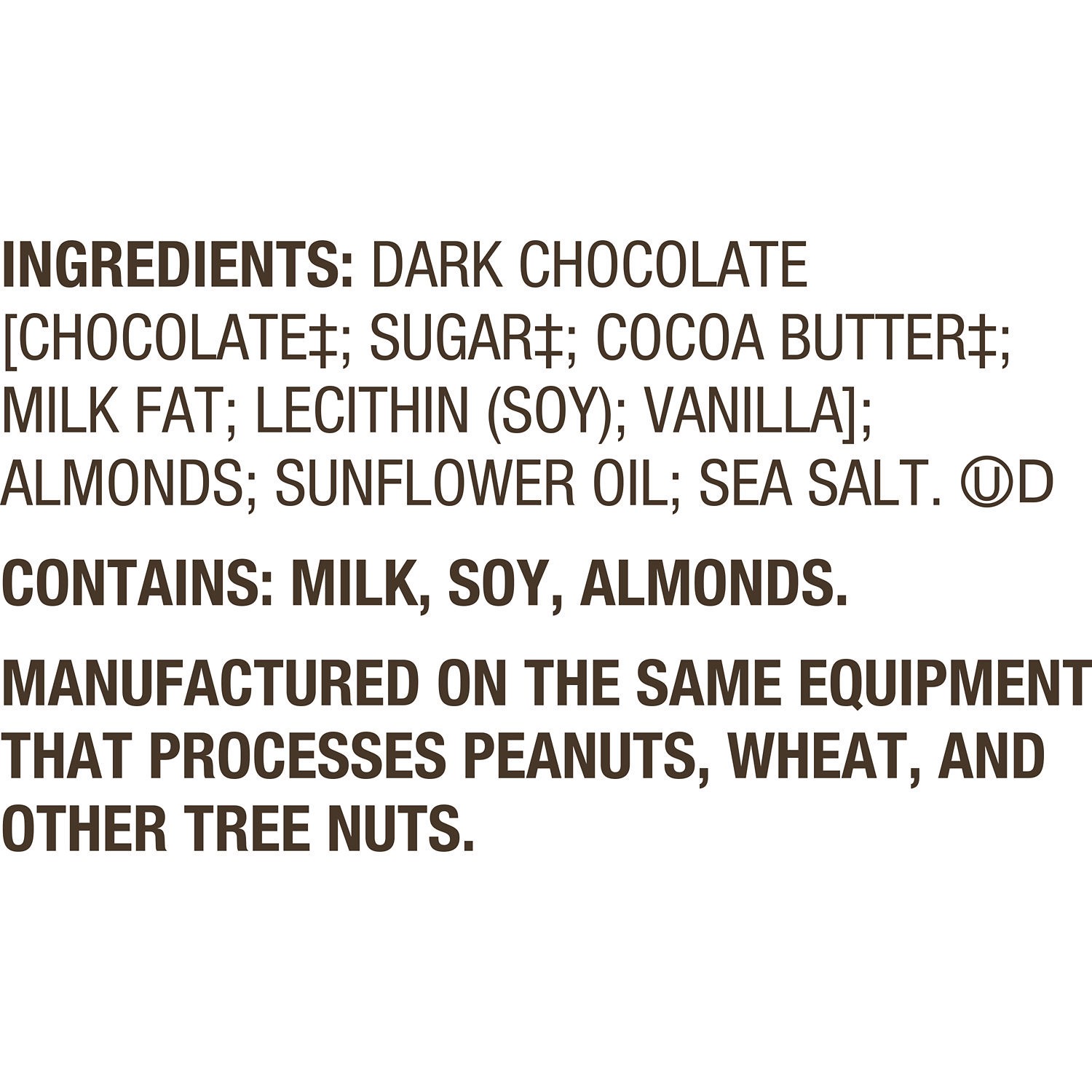 slide 5 of 7, barkTHINS Dark Chocolate Almond and Sea Salt Fair Trade Certified Ingredients, Non GMO Snacking Chocolate Bag, 20 oz, 