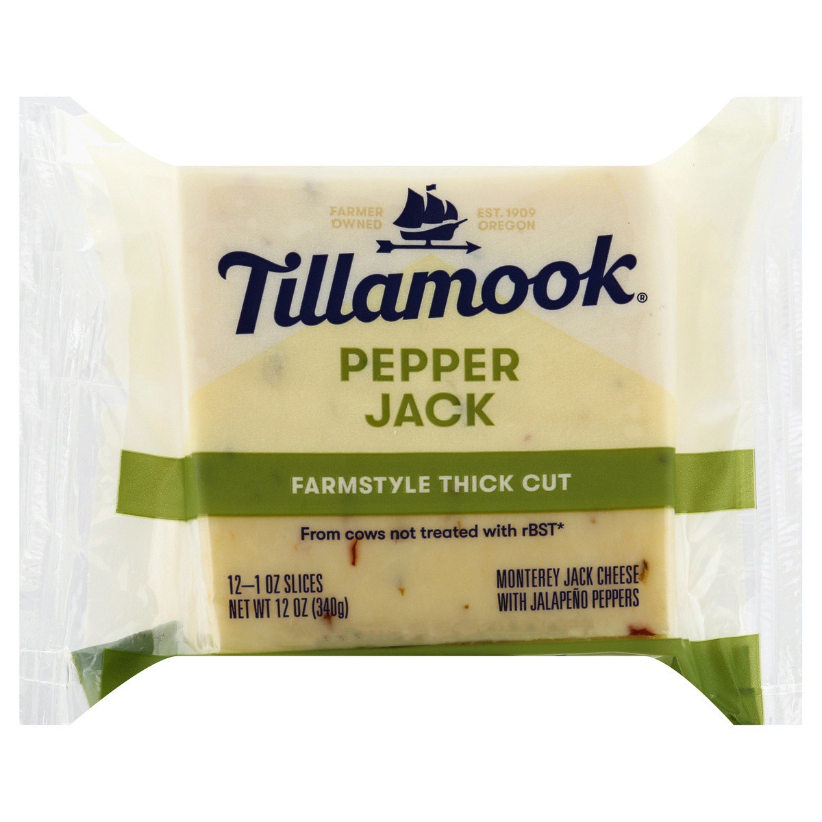 slide 1 of 5, Tillamook Farmstyle Thick Cut Pepper Jack Cheese Slices, 340 g