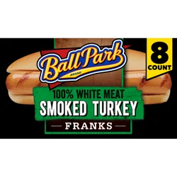 Ball Park Hot Dogs, Smoked White Meat Turkey, 8 Count