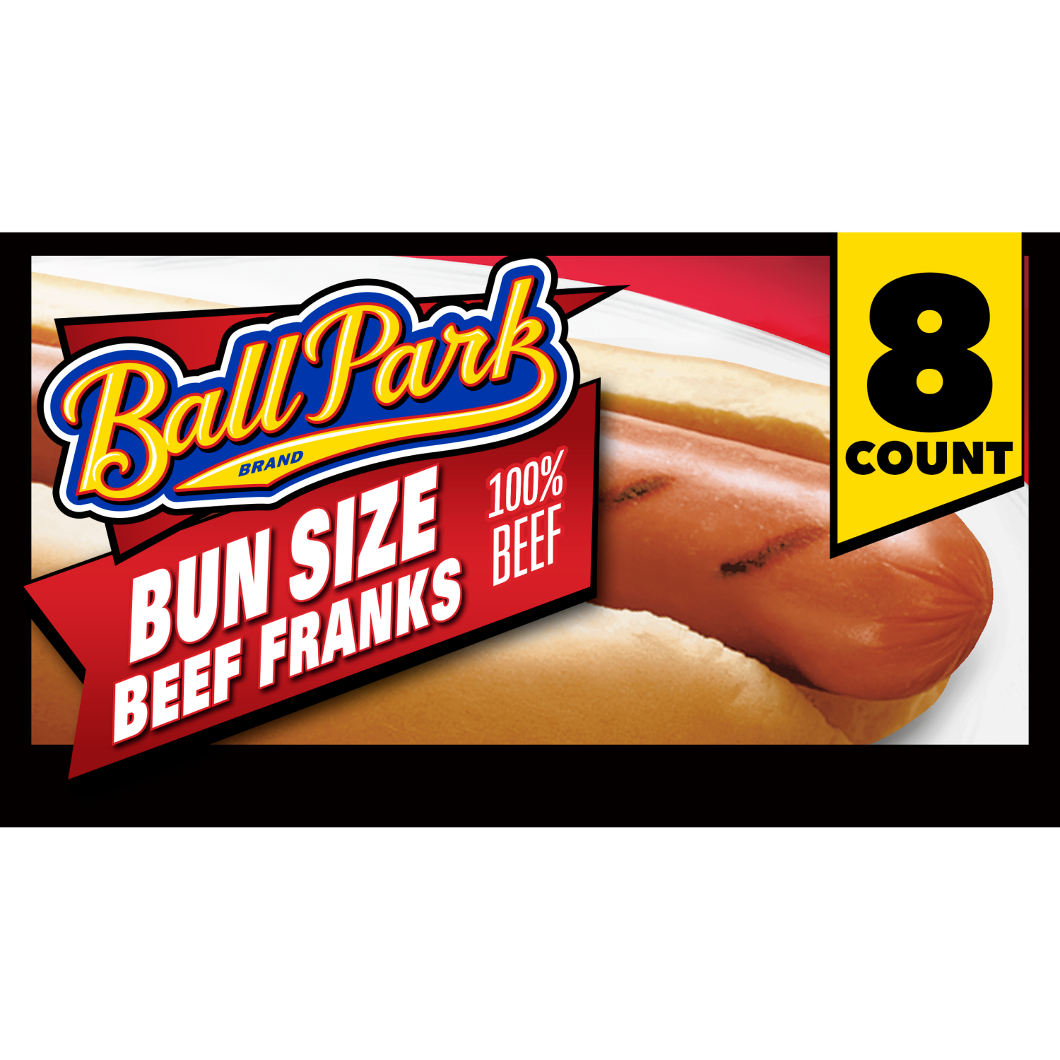 slide 1 of 8, Ball Park Bun Size Beef Hot Dogs, Easy Peel Package, 8 Count, 8 ct