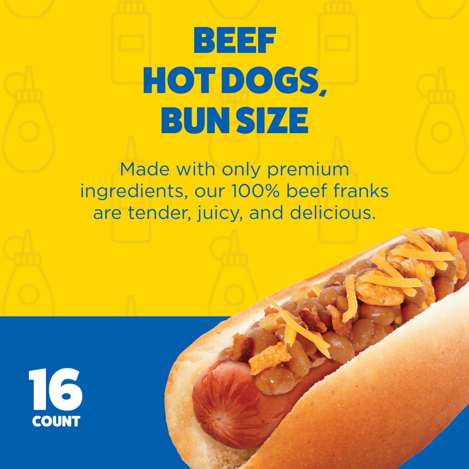slide 3 of 8, Ball Park Bun Length Hot Dogs, Beef, 16 Count, 30 oz