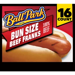 Ball Park Bun Length Hot Dogs, Beef, 16 Count