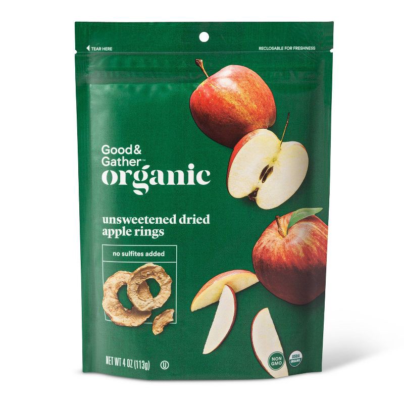slide 1 of 3, Organic Dried Unsweetened Apple Rings Snacks - 4oz - Good & Gather™, 4 oz